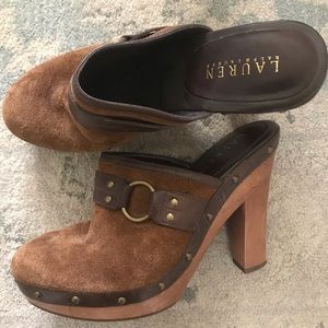 Ralph Lauren Suede and Leather Clogs